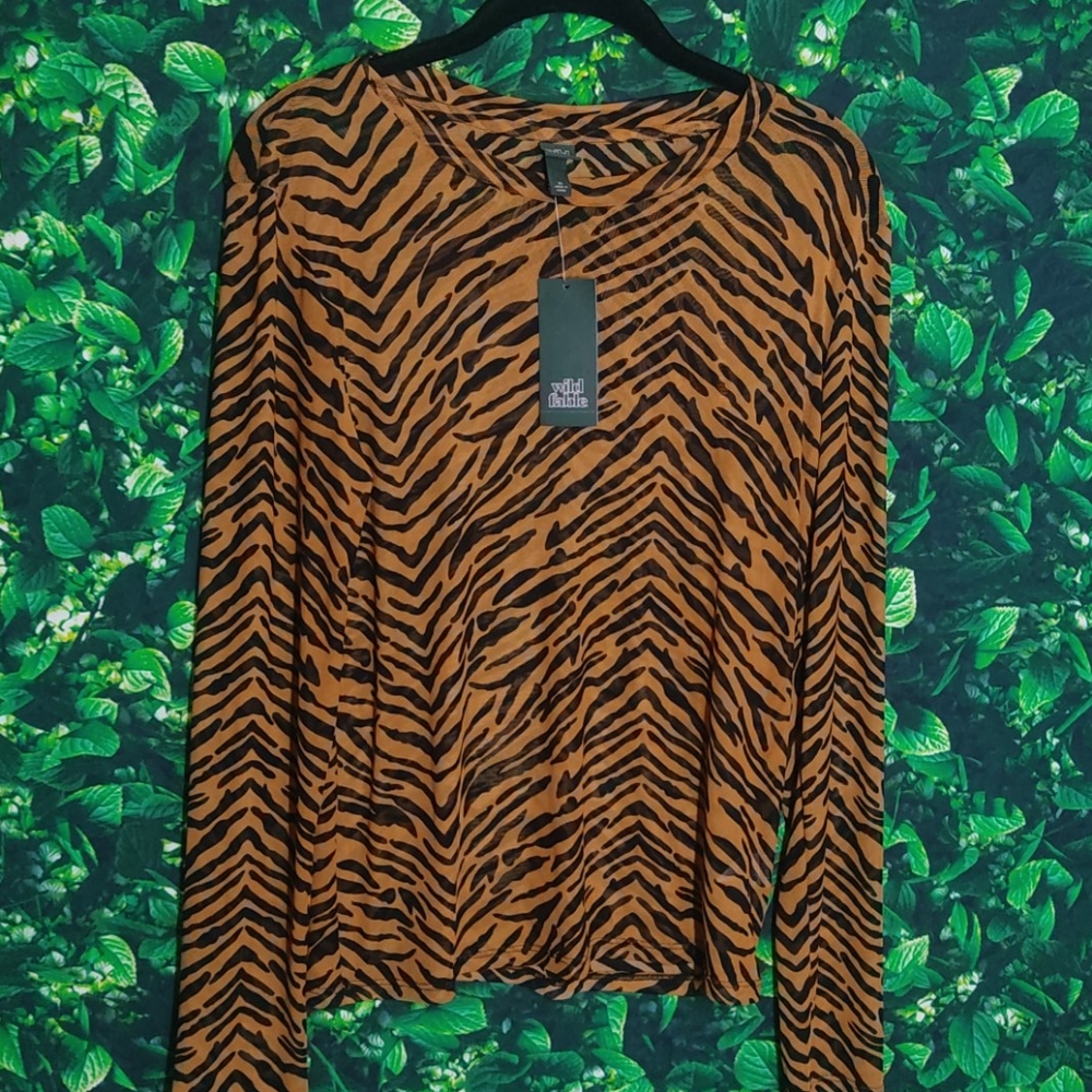 Tiger Print Long Sleeve Mesh Top🐅